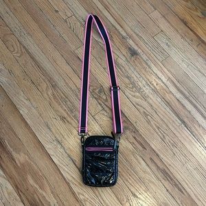 Haute Shore vegan patent cellphone crossbody
